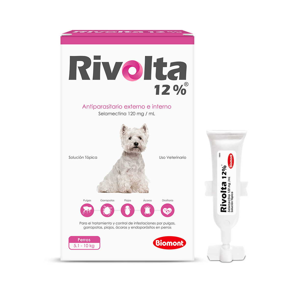 Antiparasitario externo e interno RIVOLTA: perros 5.1-10kg