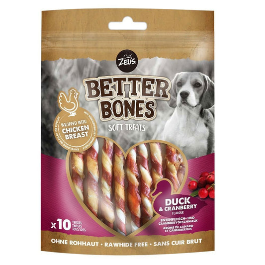 Snack para Perro Zeus: Better Bones Soft Treats Duck & Cranberry twist 114 gr