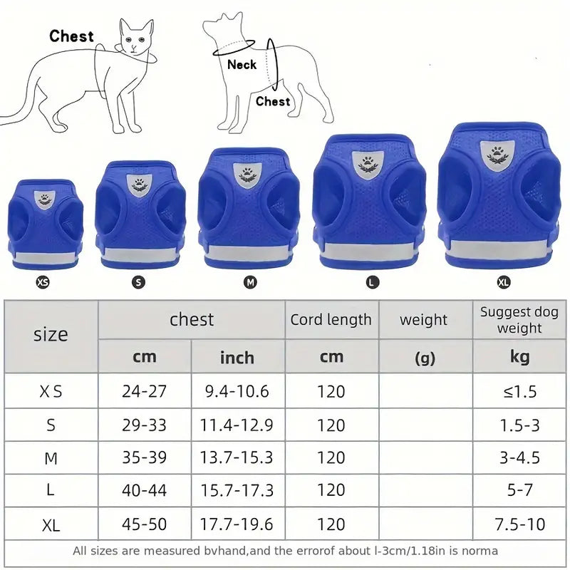 Pechera de velcro con reflectante para gatos