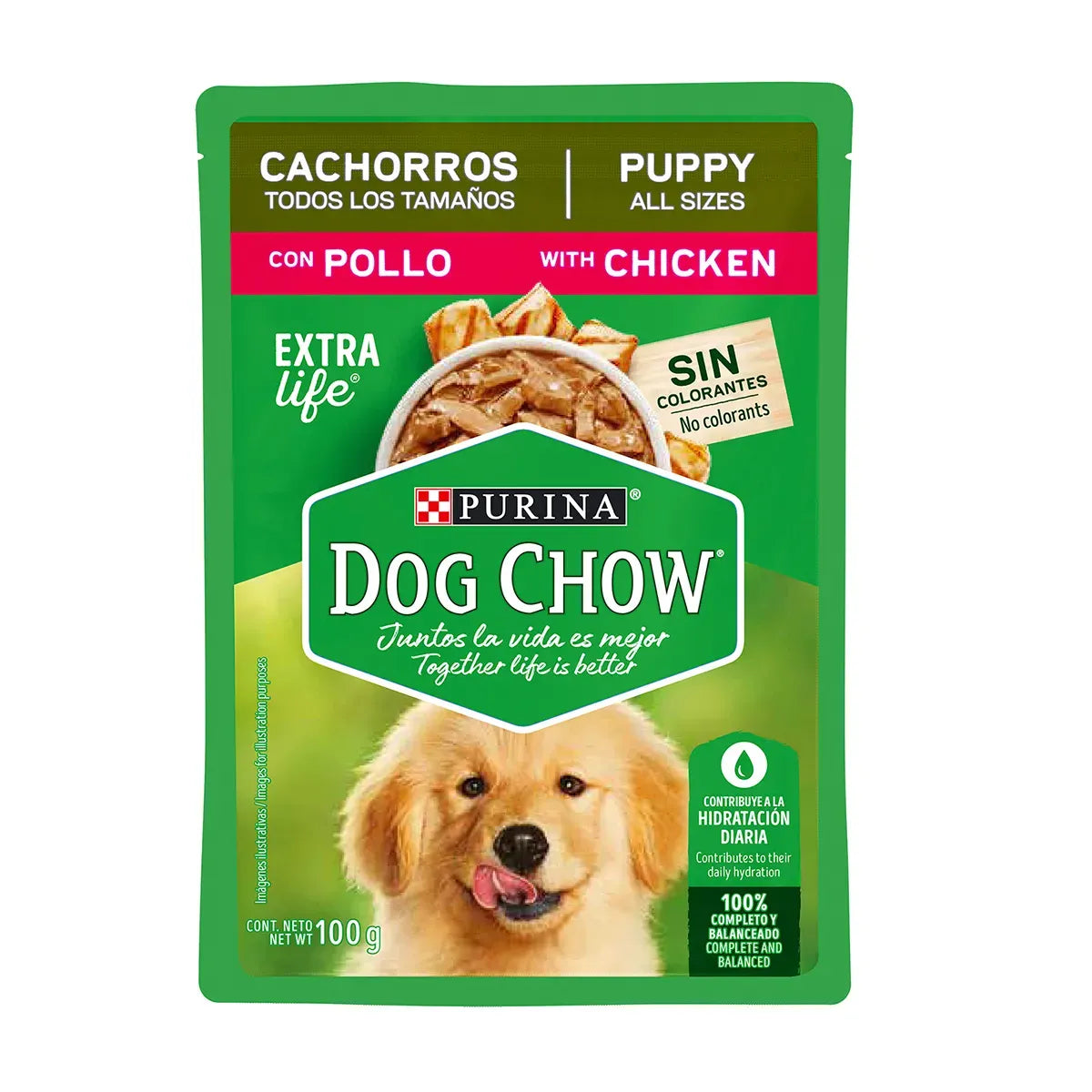 Comida húmeda para perro Purina: Dog Chow, pollo para cachorros todos los tamaños 85gr