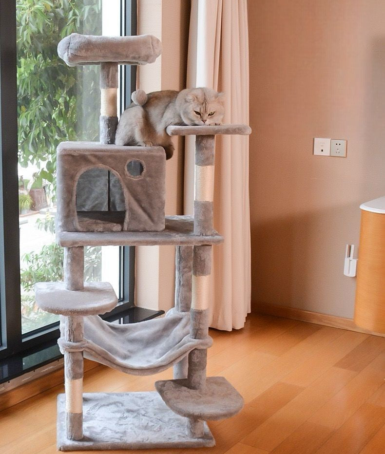 Torre rascador mediana para gato, 140cm de altura