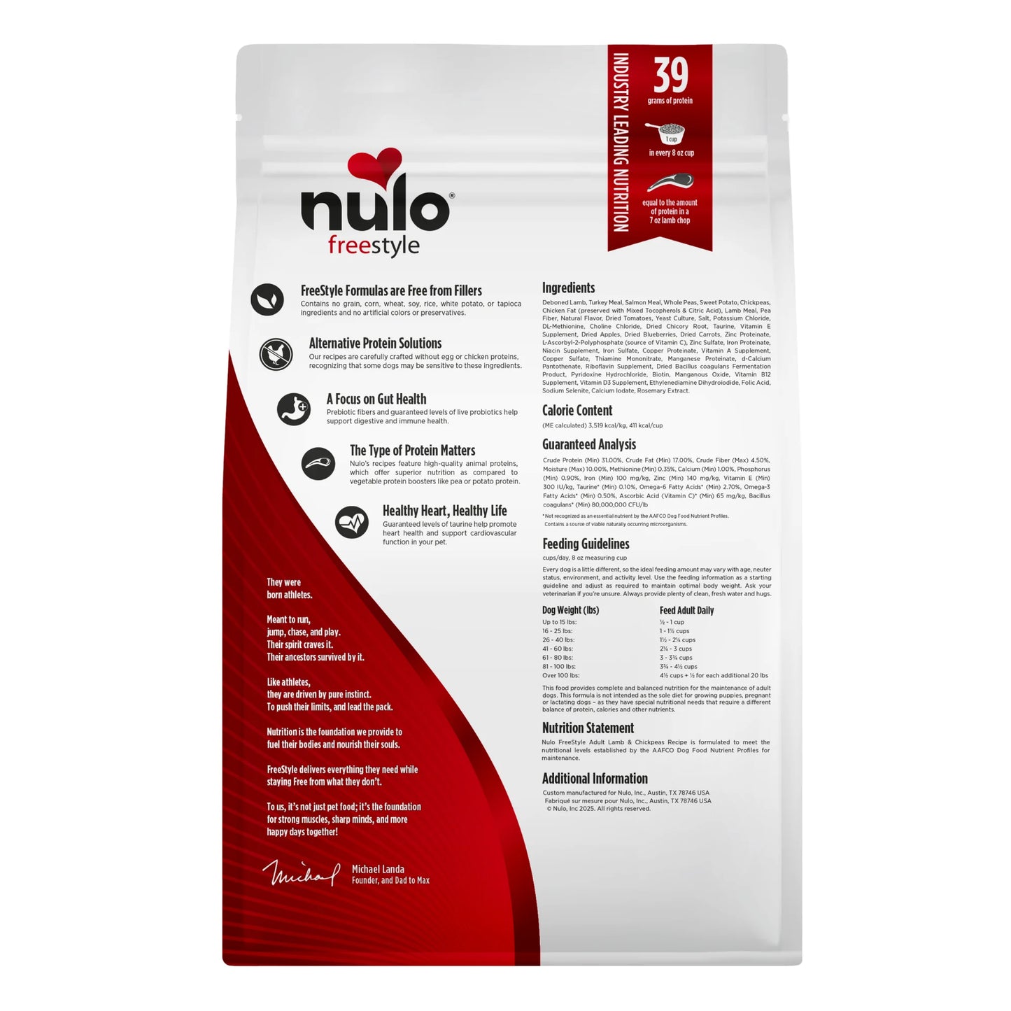 Comida para Perro Nulo: Libre de grano, Adulto, receta de cordero y garbanzo 4.5lb