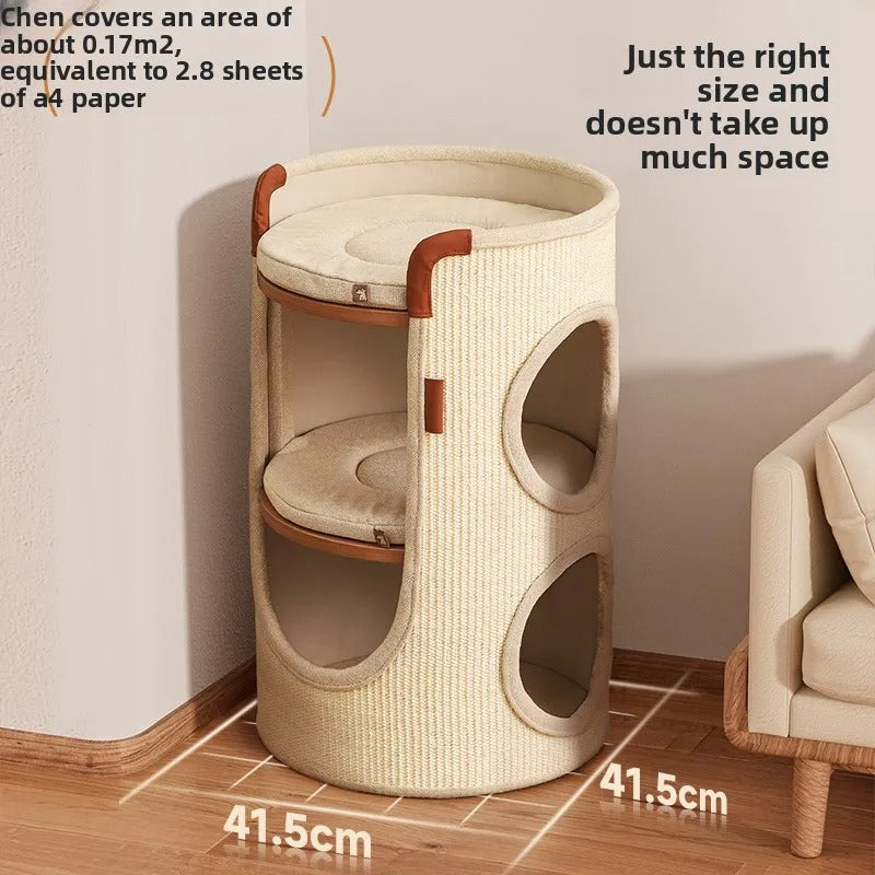 Torre de dos niveles para gatos de sisal