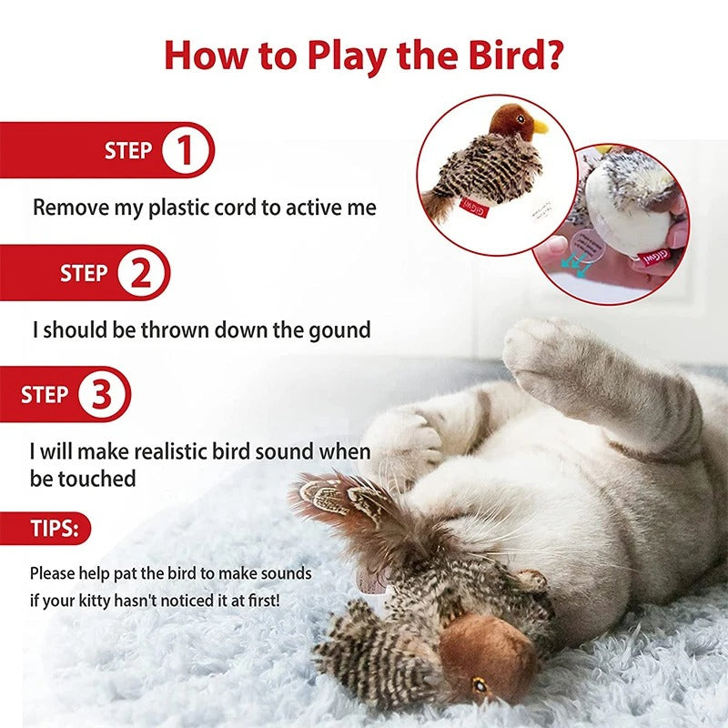 Juguete para gatos de pajaro con sonido