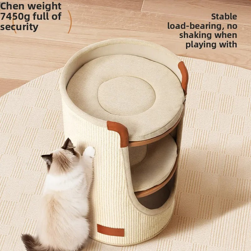 Torre de dos niveles para gatos de sisal