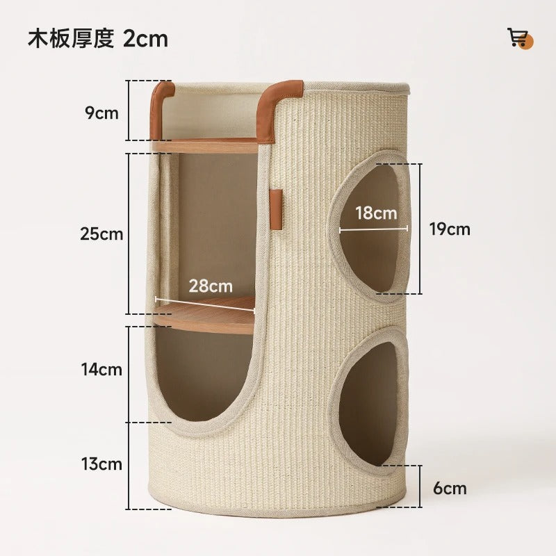 Torre de dos niveles para gatos de sisal