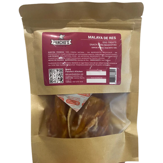 Snacks para Gato y Perro Pancho´s Kitchen: Malaya de Res 120gr