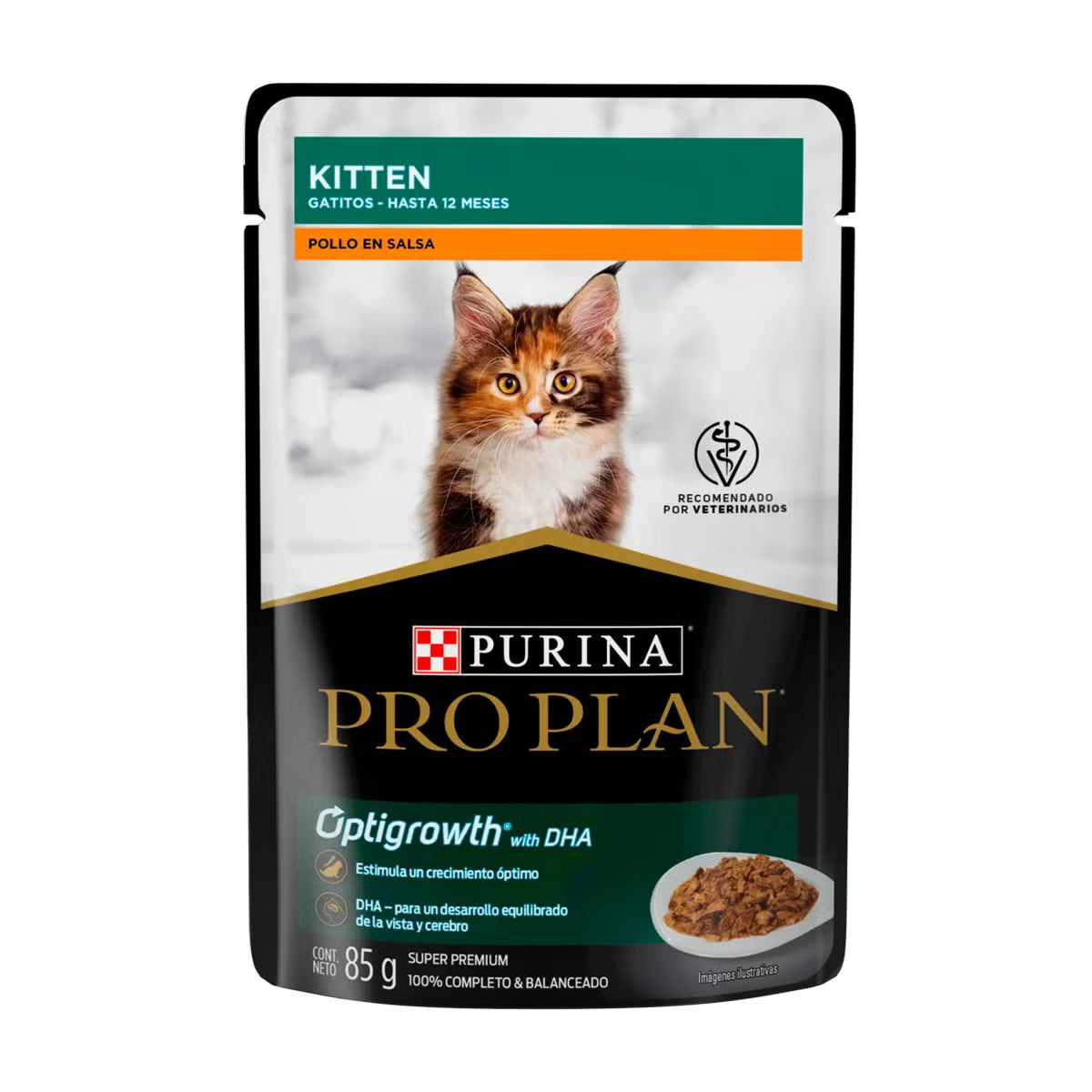 Comida Húmeda para Gato Purina: Pro Plan, Sobre, Kitten, Pollo en Salsa 85gr