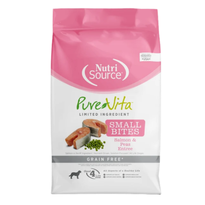 Comida para Perro Nutri Source: Pure Vita, Small Bites Salmón & Guisantes sin Cereales 1.81kg-5.4kg
