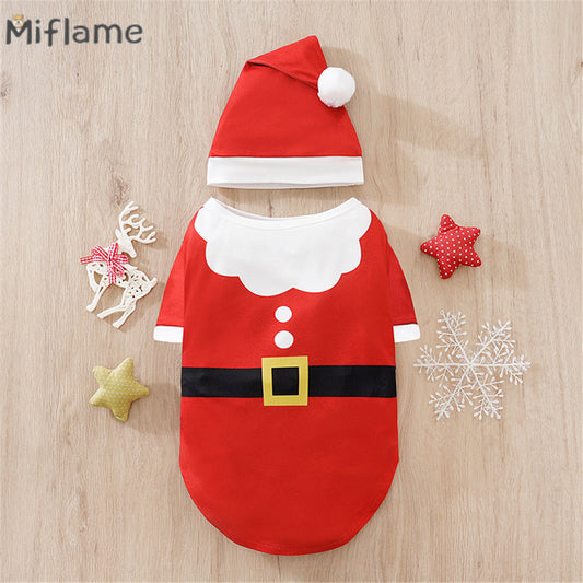 Camiseta con capucha con estampado de Papá Noel para mascotas pequeñas