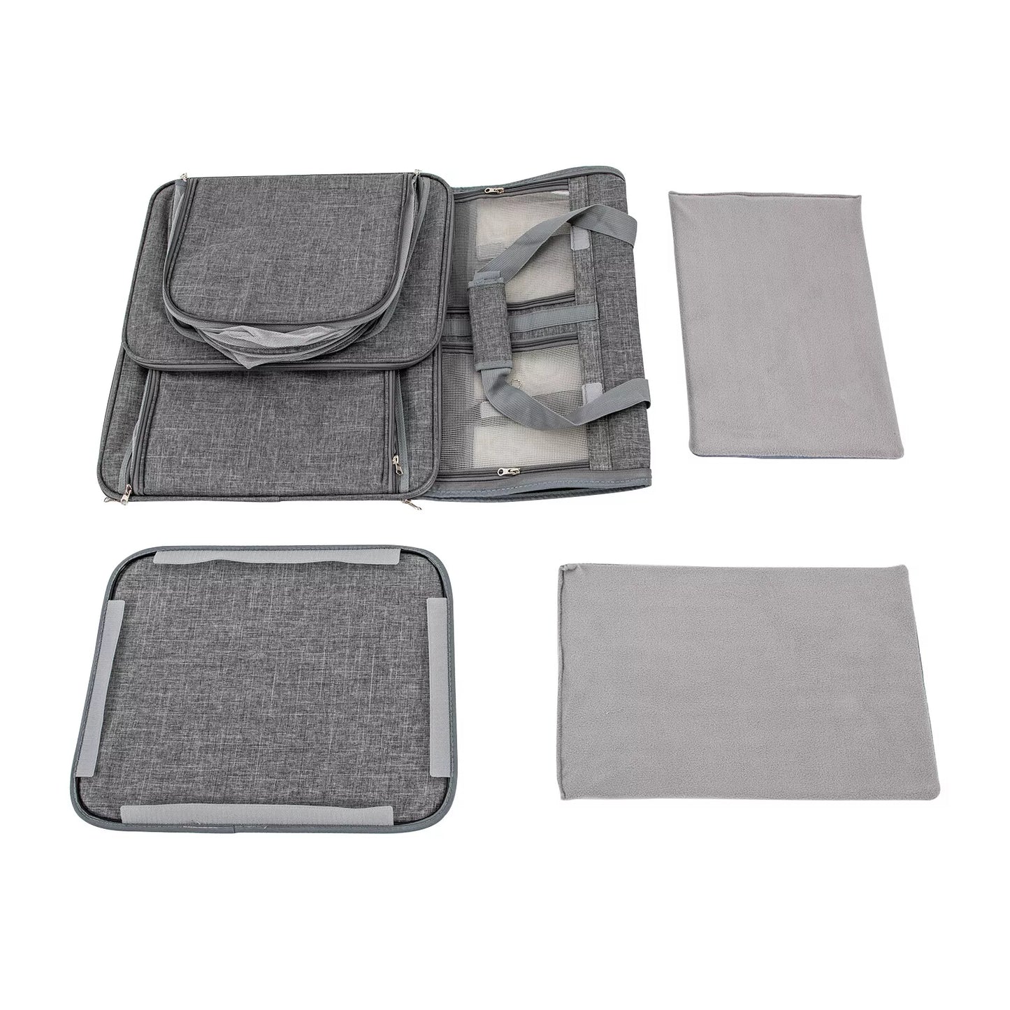 Bolsa doble para mascotas gris