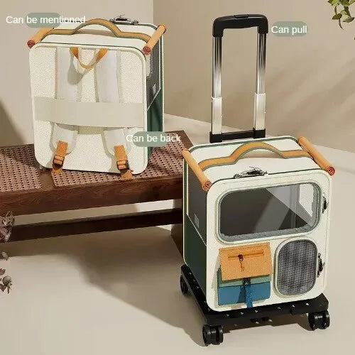 Maleta transportadora con ruedas para mascotas (Dos colores)