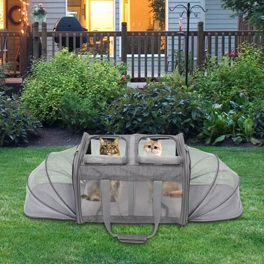 Bolsa doble para mascotas gris