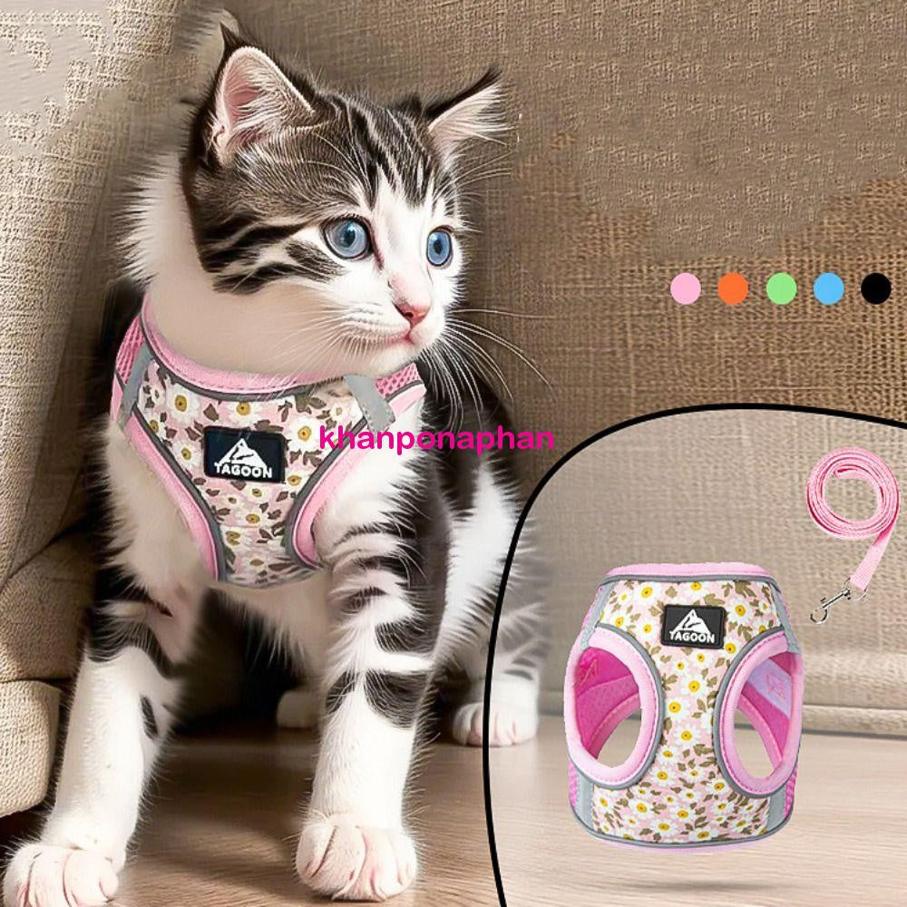 Chaleco de malla con estampado floral para gato