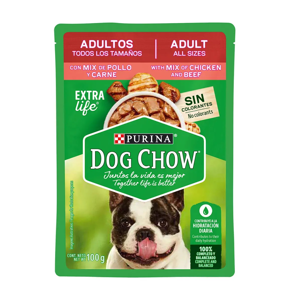 Comida húmeda para Perro Purina: Dog Chow, pollo y carne para adulto 85gr