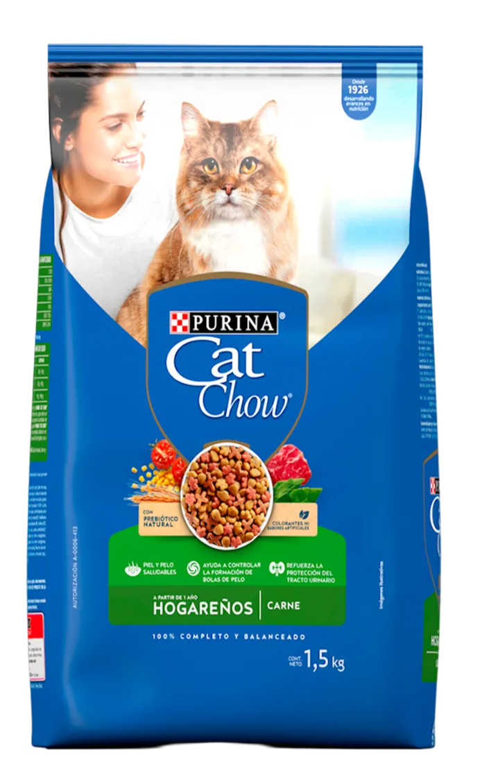 Comida para Gato Purina: Cat Chow, Adulto, Hogareños 1.5kg
