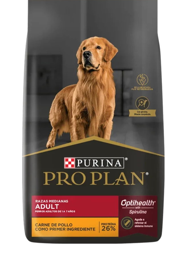 Comida para Perro Purina: Pro Plan, Aduto, Pollo, Razas Medianas 3KG