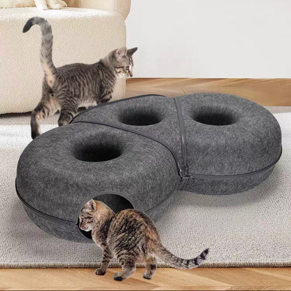 Túnel de dona triple para gatos gris oscuro