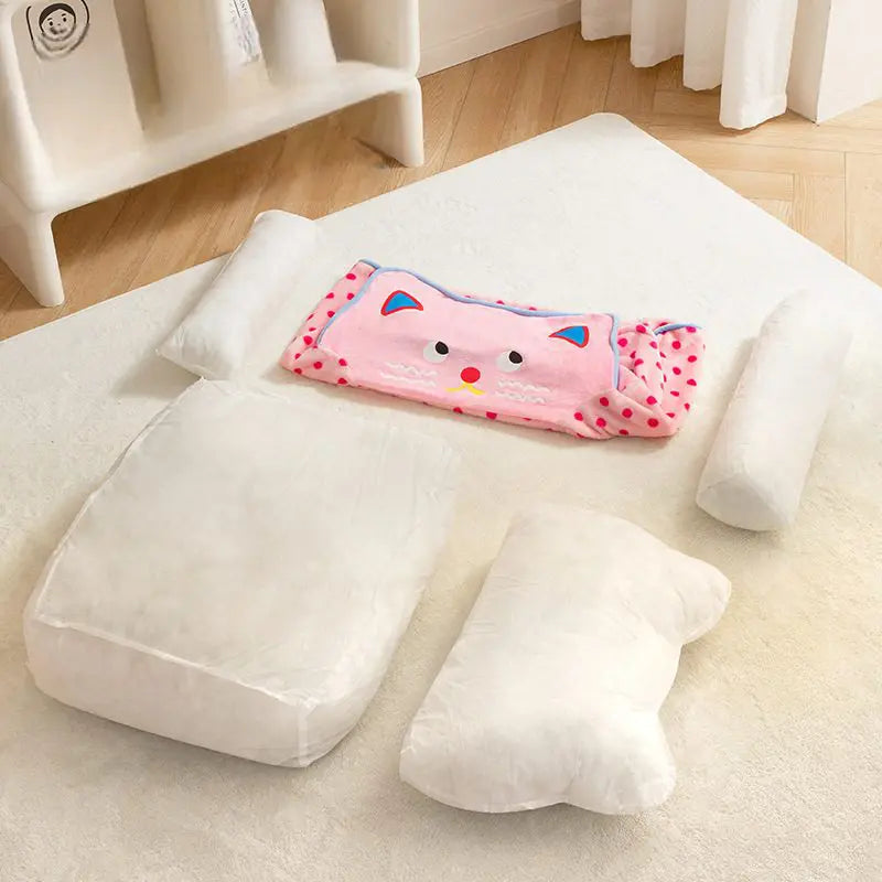 Sofá cama rosa con funda lavable