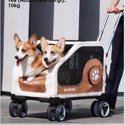 Coche para mascotas grandes dodopet beige (Soporta hasta 30kg)