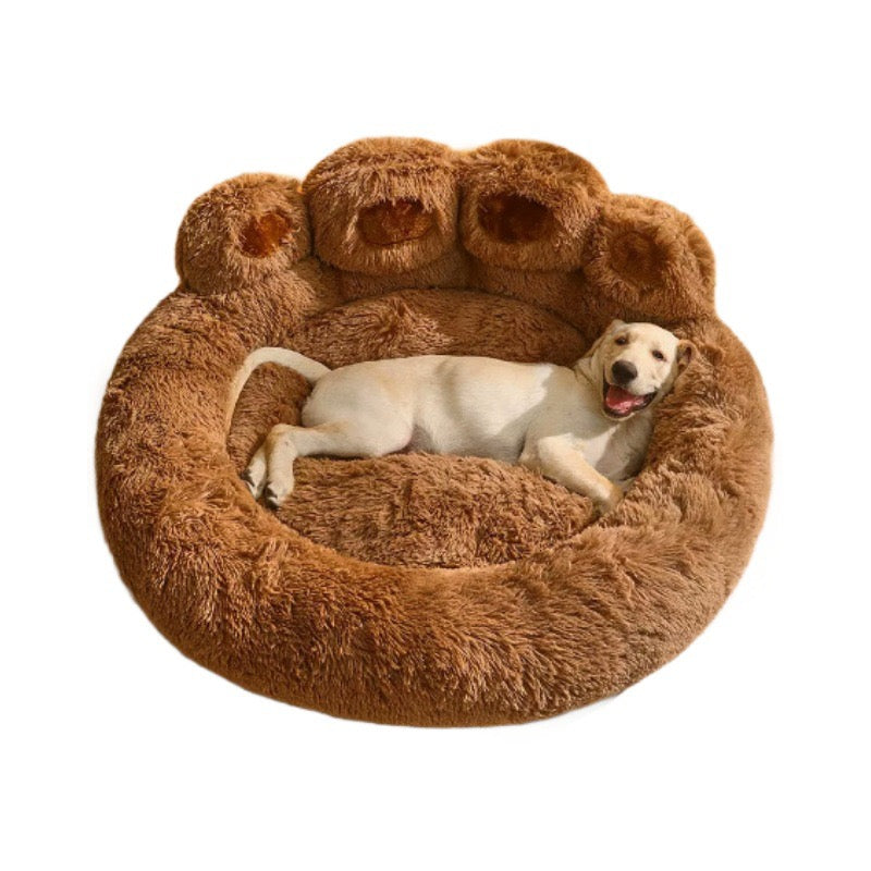 Cama de huellita chocolate para mascotas