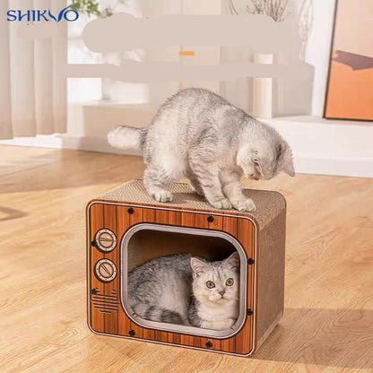 Rascador de cartón para gatos modelo televisión