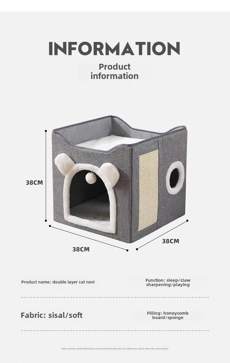 Casita plegable para gatos con rascador (39*38*38cm)