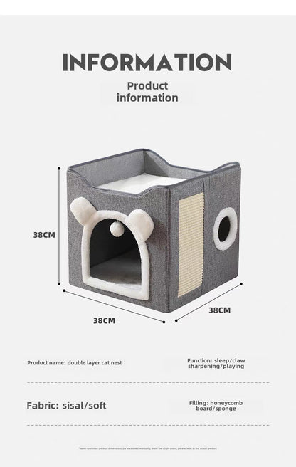 Casita plegable para gatos con rascador (39*38*38cm)
