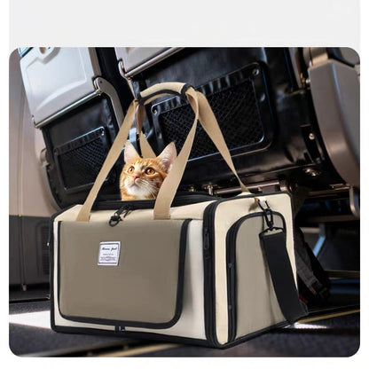 Bolso de viaje expandible para mascotas beige