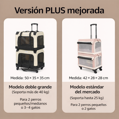 Maleta rueda doble beige con negro para mascotas 50*35*35cm