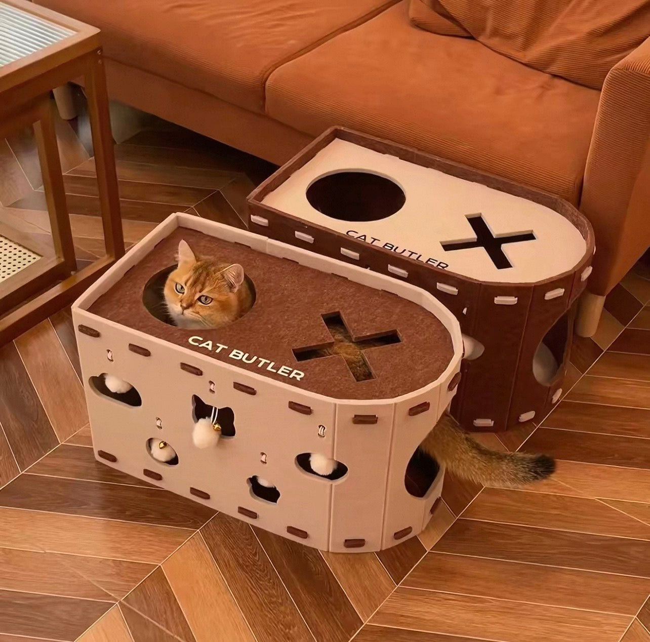 Rascador de fieltro beige para gatos modelo #rf03