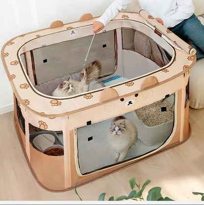 Corral de tela con diseño de oso (Talla XXL - 110×85×60 cm)