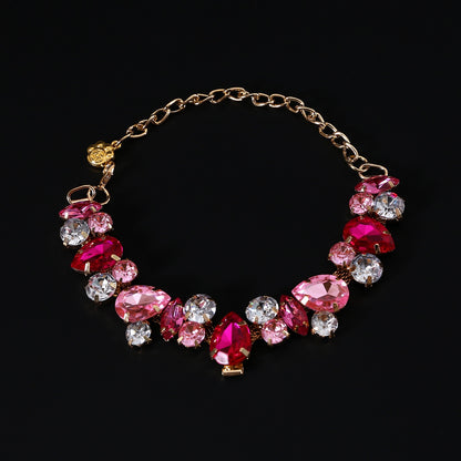 Collar brillante de piedra de colores para mascotas