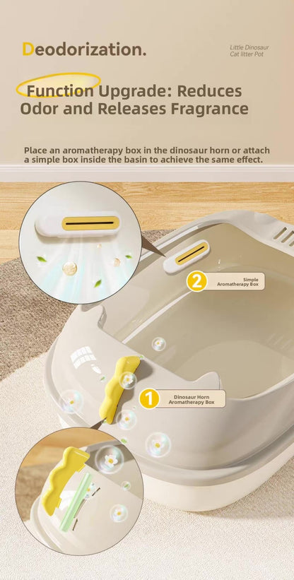 Arenero abierto para gatos estilo dinosaurio (dos tamaños disponibles)