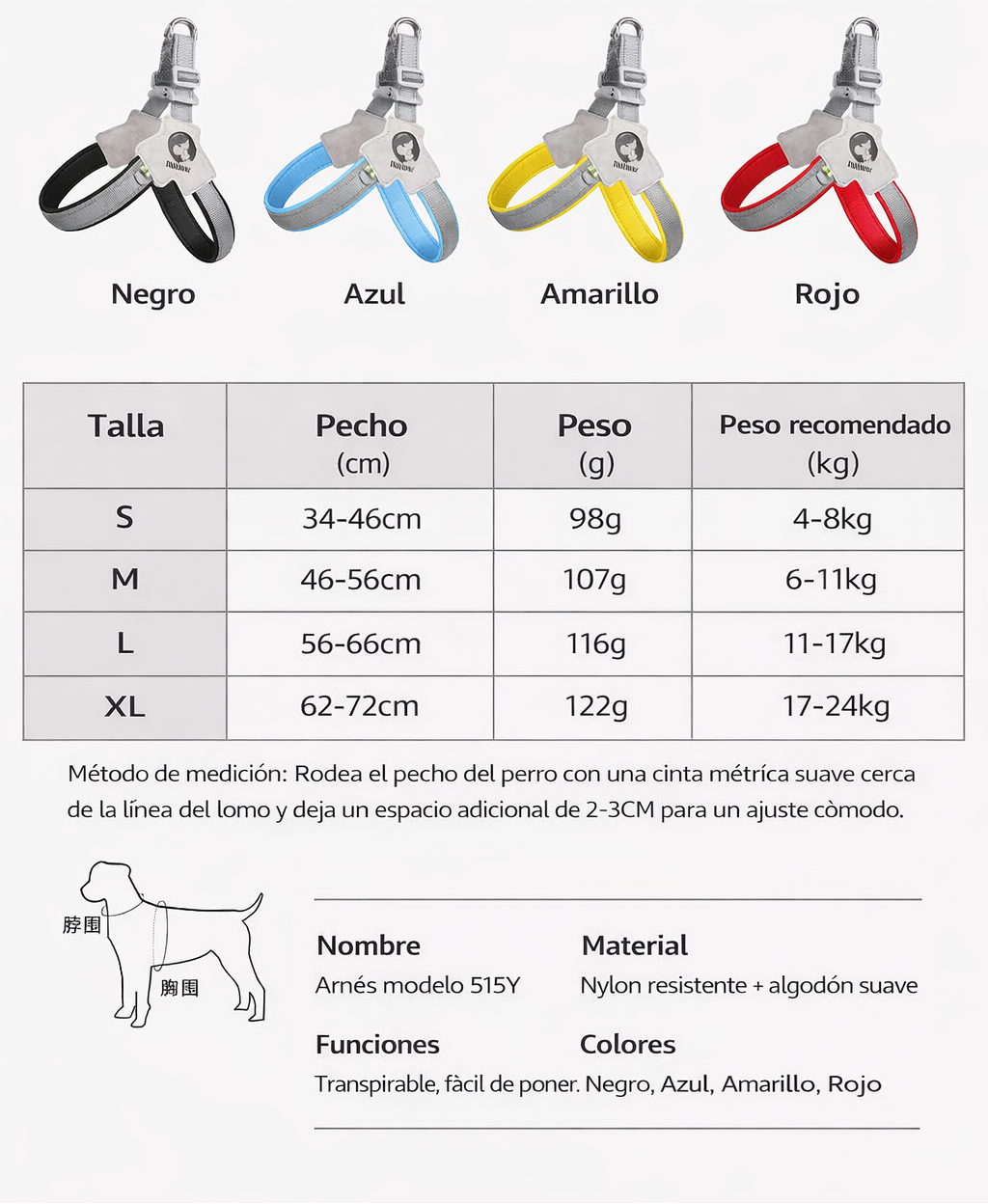 Pechera gris con correa para mascotas  modelo HAR202