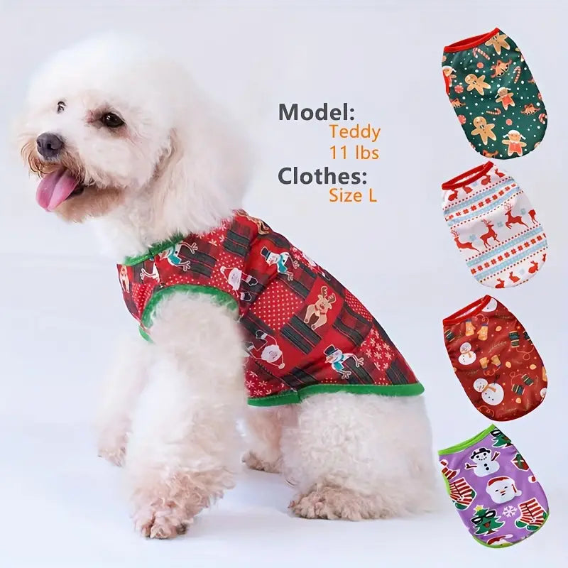 Ropa de algodón para perros pequeños y medianos estampado navideño