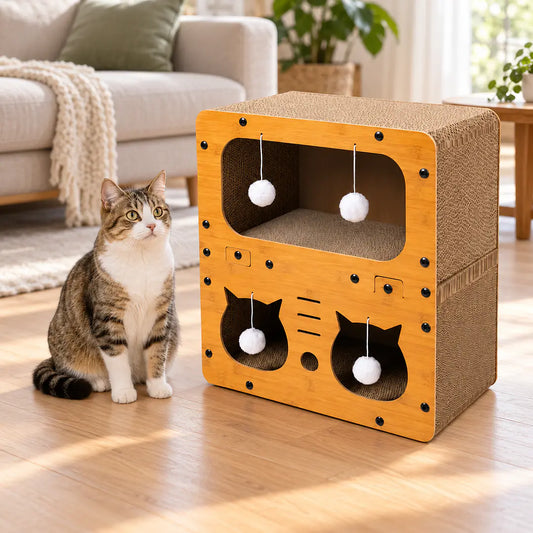 Rascador de cartón estilo casita para gatos (Dos modelos disponibles)