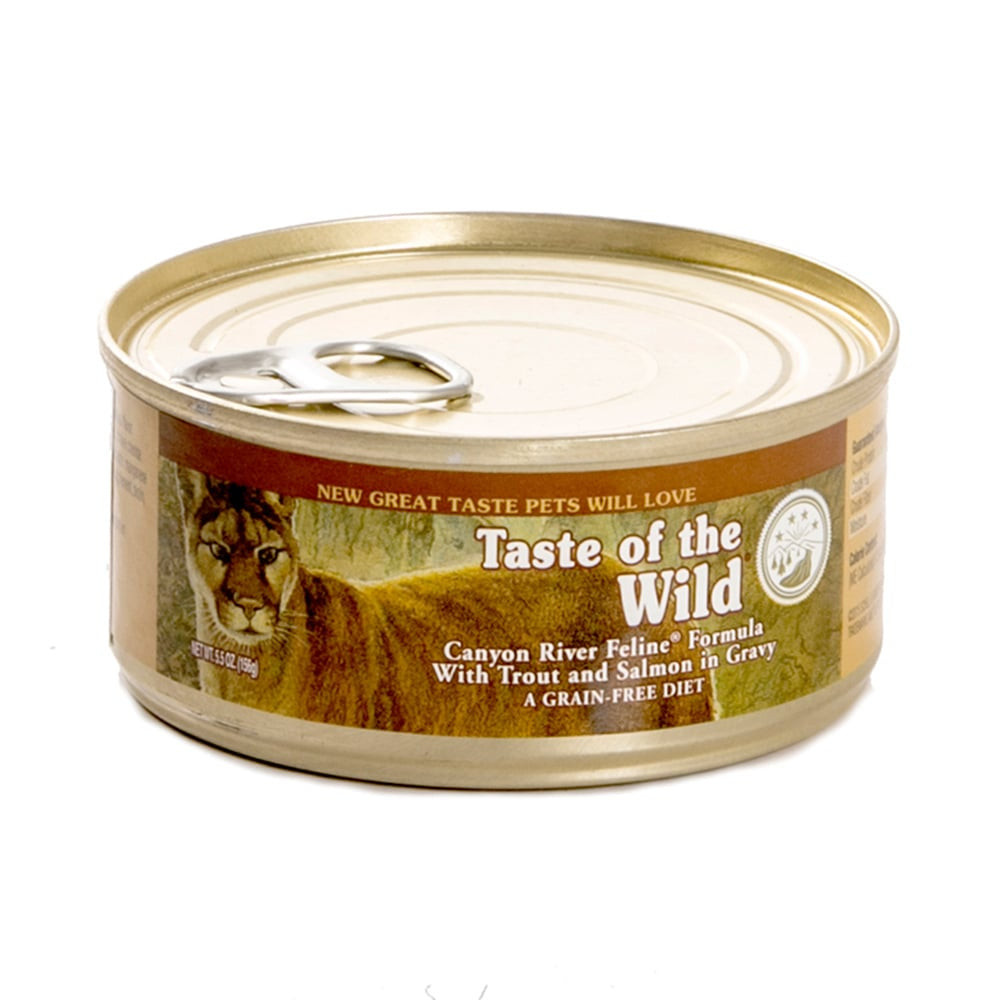 Comida húmeda para gatos Taste of The Wild: Canyon River Formula with Trout and Salmon In Gravy Lata 85gr