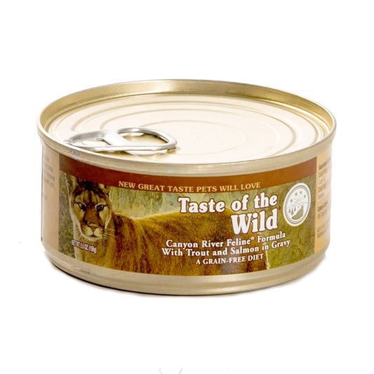 Comida húmeda para gatos Taste of The Wild: Canyon River Formula with Trout and Salmon In Gravy Lata 85gr
