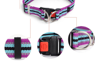 Collar reflectante multicolor para mascotas