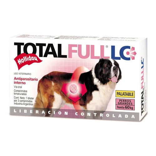 Total Full LC para Perros: Holliday, antiparasitario interno, tabletas para perros grandes hasta 60kg