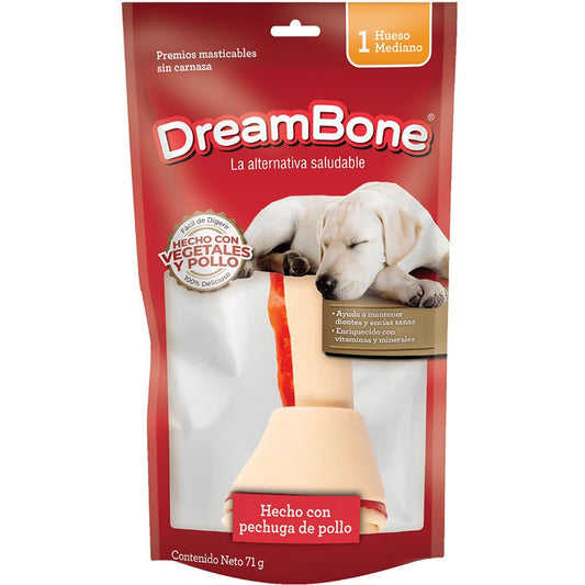 Snack para Perro DreamBone: Hueso mediano, sabor a pollo 71g