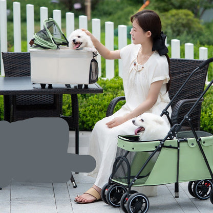 Coche doble desmontable para mascotas modelo 105 color verde