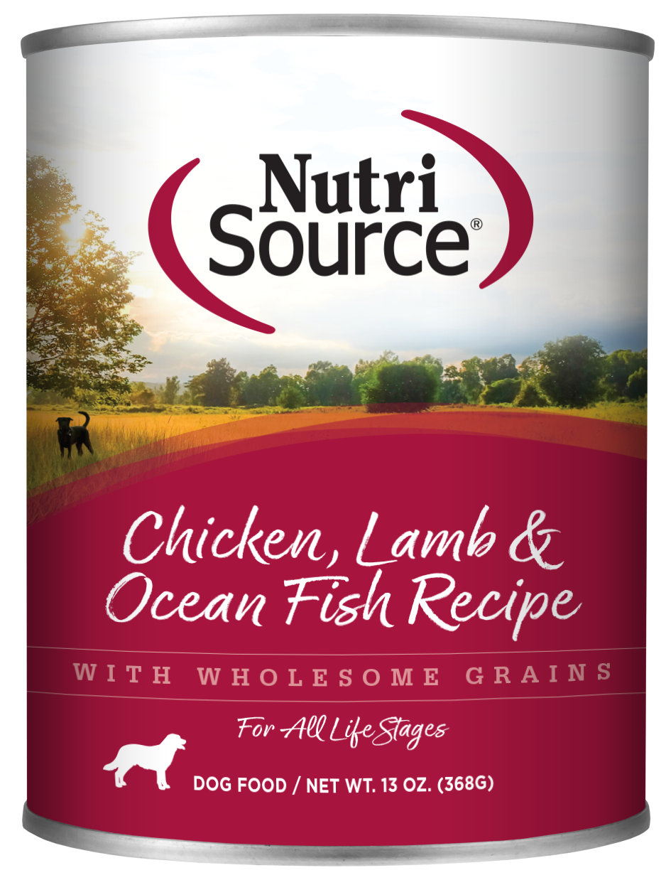 Alimento Húmedo para Perro Nutri Source: Lata, Pollo, Cordero y Pescado 368 gr