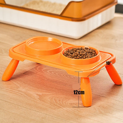 Comedero elevado de plastico doble naranja