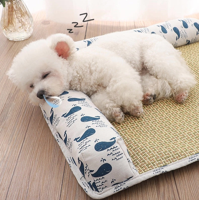 Cama de mimbre estilo L para perros 80*60cm