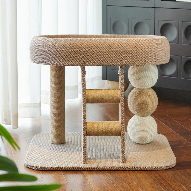 Rascador pequeño elevado de cuerda con escalera TR10