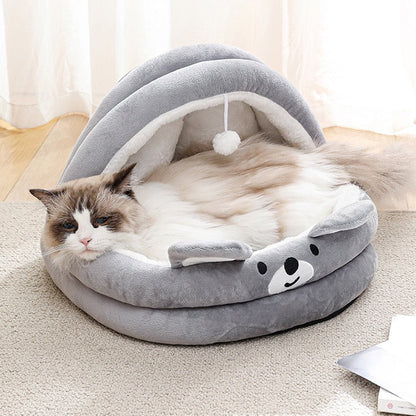 Casita de algodón osito gris para mascotas