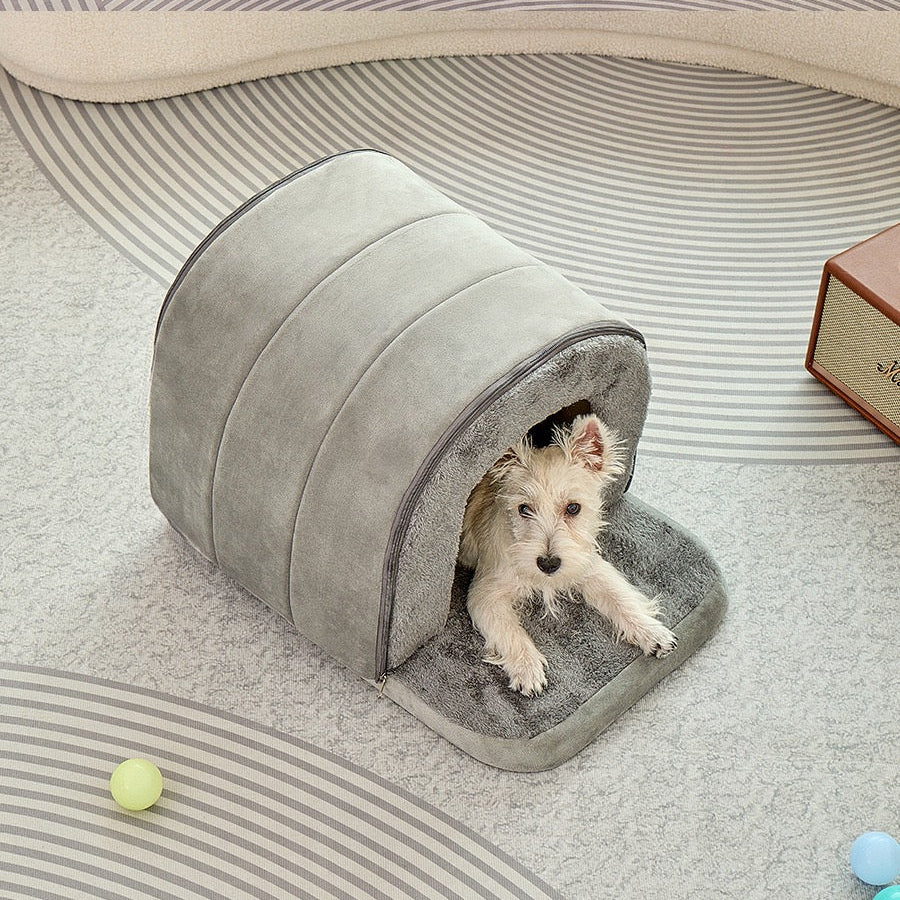 Casita de algodón gris para perros y gatos