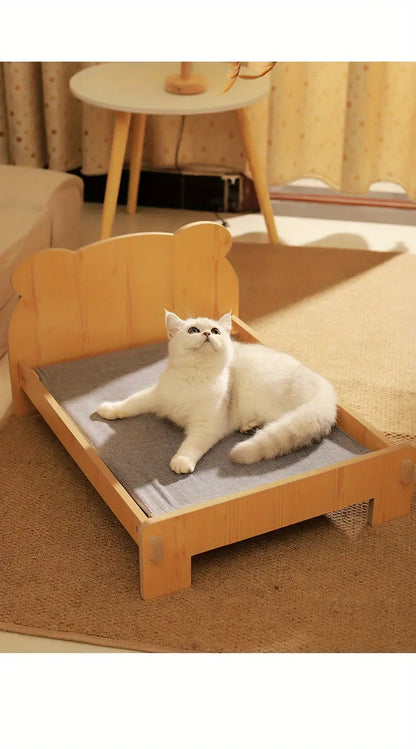 Cama mini con base de madera para mascotas pequeñas